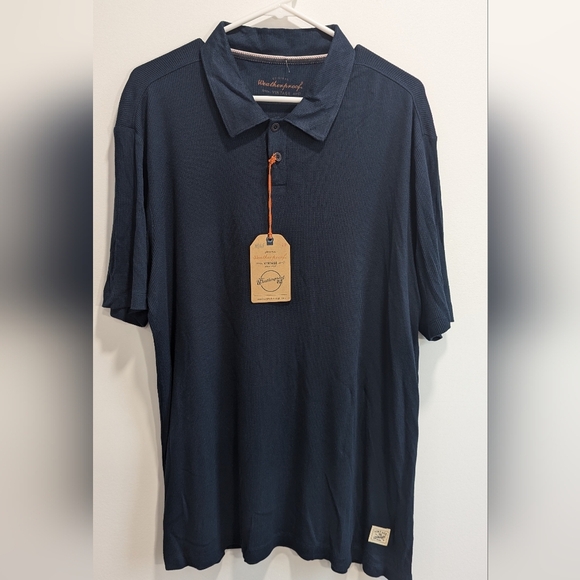 Weatherproof Other - NWT Weatherproof Men's Polo Shirt Short Sleeve Waffle Knit Lightweight Navy, L